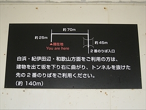 2番線への移動説明板